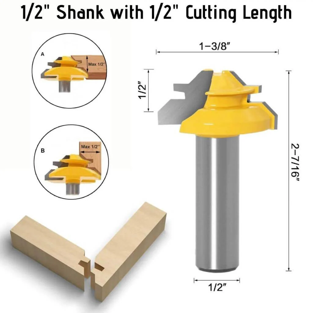 45-degree Lock Miter Router Bit - 1/2" Shank - Image 3