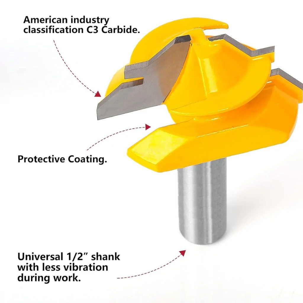 45-degree Lock Miter Router Bit Set - Image 3