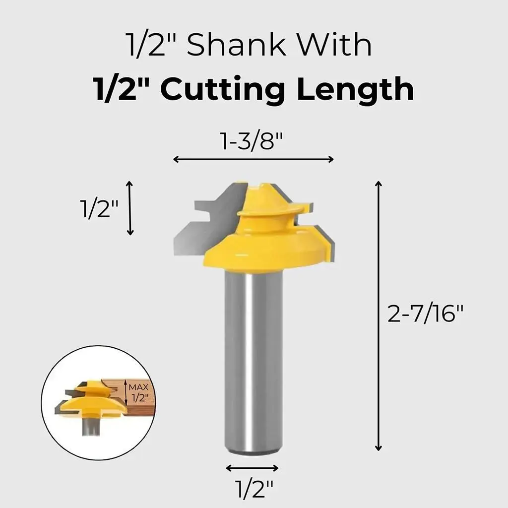45-degree Lock Miter Router Bit - 1/2" Shank - Image 2