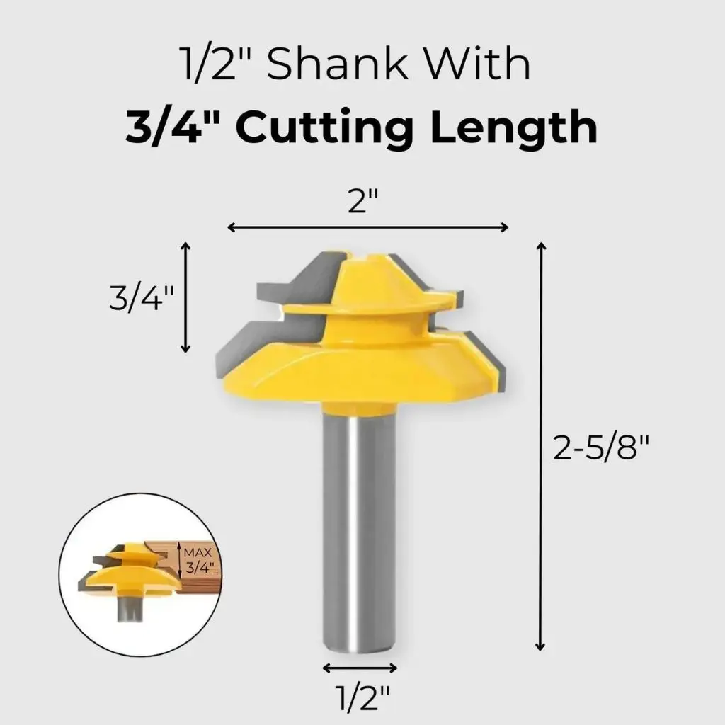 45-degree Lock Miter Router Bit - 1/2" Shank - Image 3