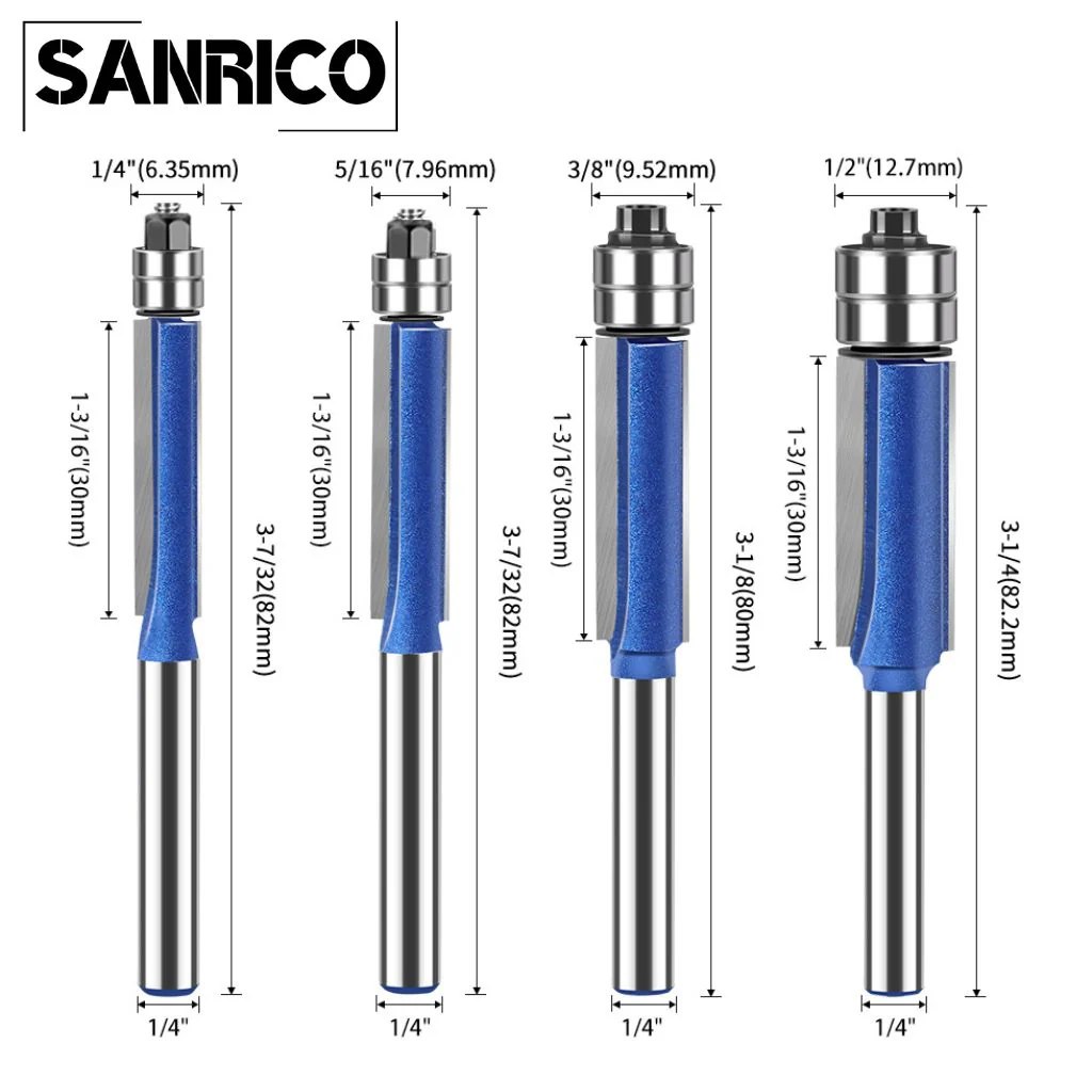SANRICO Flush Trim Bit Set (4 bits) - Image 2